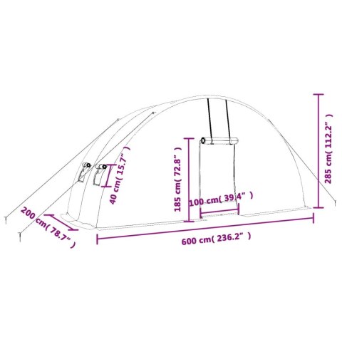  Szklarnia ze stalową ramą, biała, 12 m², 6x2x2,85 m