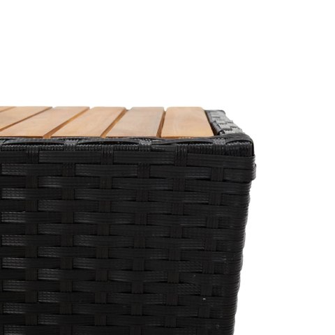  Stolik herbaciany, czarny, 41,5x41,5x43 cm, rattan PE i akacja