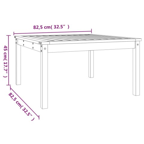  Stolik ogrodowy, czarny, 82,5x82,5x45 cm, lite drewno sosnowe