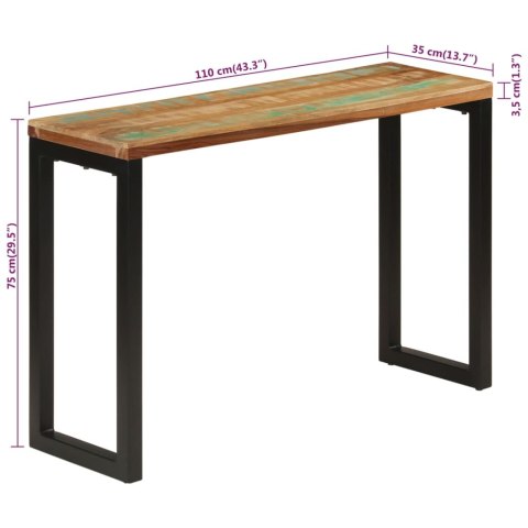  Stolik konsolowy, 110x35x75 cm, lite drewno z odzysku