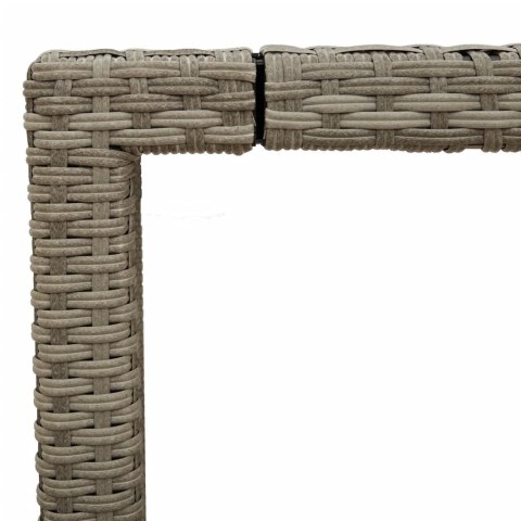  Stół ogrodowy ze szklanym blatem, szary 190x90x75 cm, rattan PE