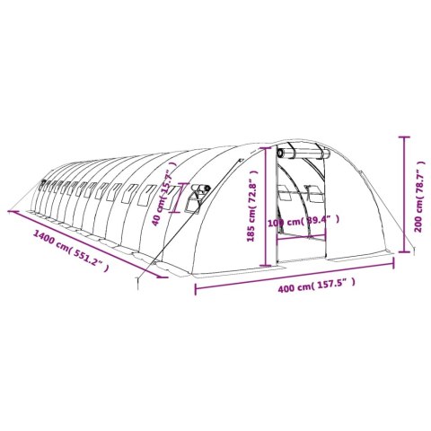  Szklarnia ze stalową ramą, biała, 56 m², 14x4x2 m