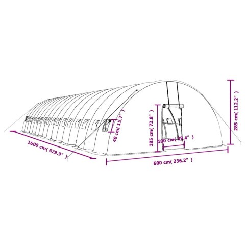  Szklarnia ze stalową ramą, zielona, 96 m², 16x6x2,85 m