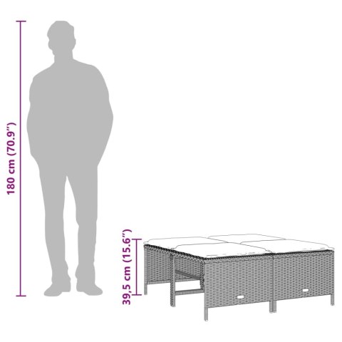  Stołki ogrodowe z poduszkami, 4 szt., jasnoszare, polirattan