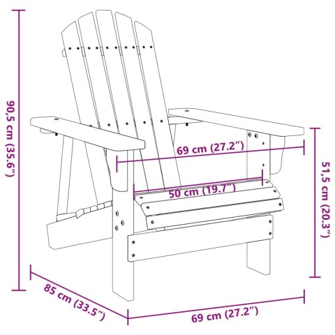  Krzesło adirondack, białe, 69x85x90,5 cm, lite drewno jodłowe