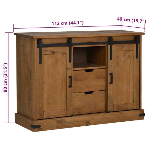  Komoda HALDEN 2 Drzwi przesuwne 112x40x80 cm Drewno lite