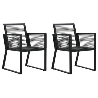  Krzesła ogrodowe, 2 szt., czarne, rattan PVC