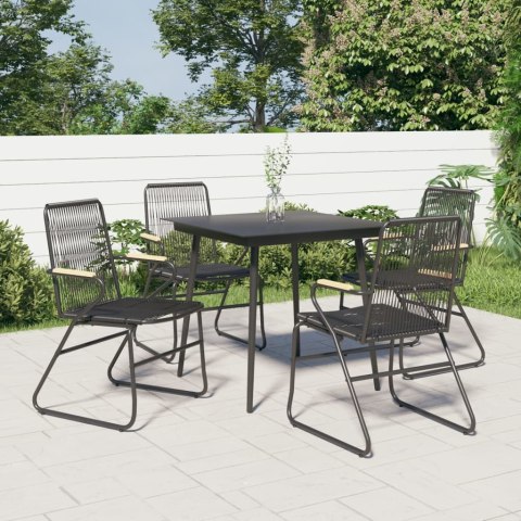  Krzesła ogrodowe, 4 szt., czarne, 58x59x85,5 cm, rattan PVC