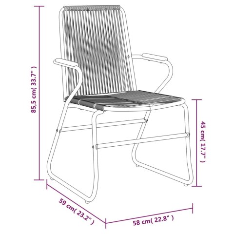  Krzesła ogrodowe, 4 szt., czarne, 58x59x85,5 cm, rattan PVC