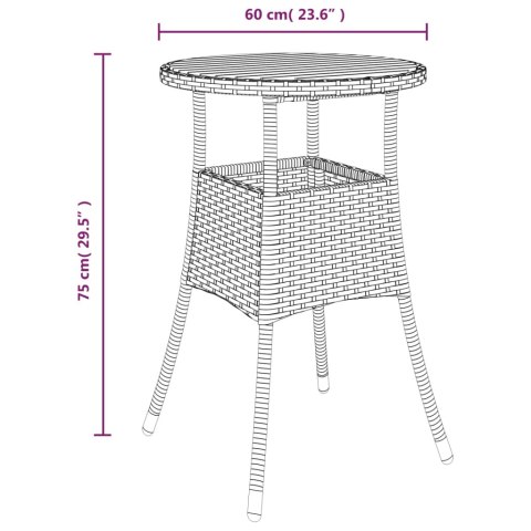  Stolik ogrodowy, Ø60x75 cm, akacja i rattan PE, czarny