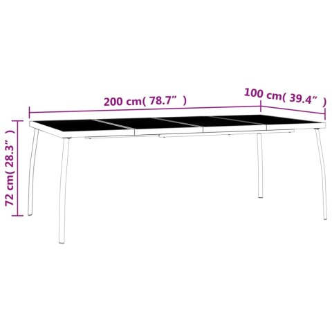  Stolik ogrodowy, antracytowy, 200x100x72 cm, stalowa siatka