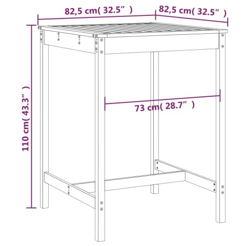  Stolik ogrodowy, 82,5x82,5x110 cm, lite drewno sosnowe