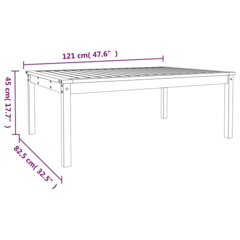  Stolik ogrodowy, czarny, 121x82,5x45 cm, lite drewno sosnowe