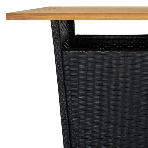  Stolik barowy, czarny, 60x60x110 cm, rattan PE i lita akacja