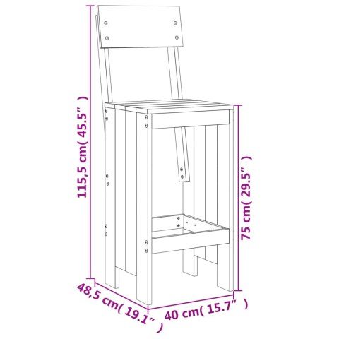  Stołki barowe, 2 szt., białe, 40x48,5x115,5 cm, drewno sosnowe