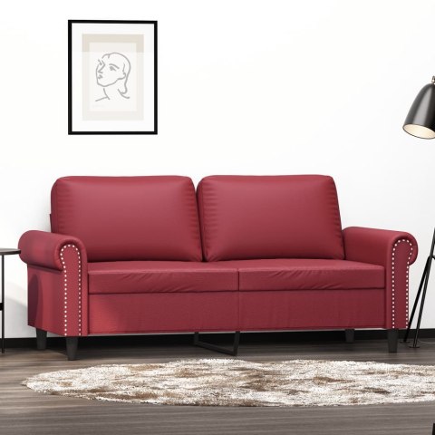  2-osobowa sofa, winna czerwień, 140 cm, sztuczna skóra