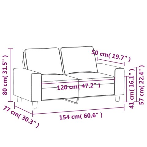  Sofa 2-osobowa, brązowa, 120 cm, tapicerowana tkaniną