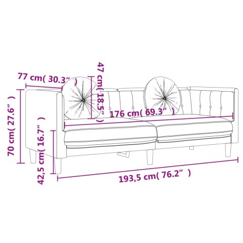  Sofa 3-osobowa z poduszkami, różowa, aksamit