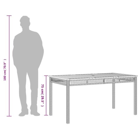  Stół ogrodowy, szary, 140x80x75 cm, polirattan i akacja