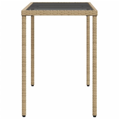  Stół ogrodowy ze szklanym blatem, beż, 115x54x74 cm, rattan PE