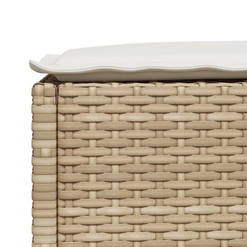  Stołek ogrodowy z poduszką, beżowy, 63,5x56x32 cm, rattan PE