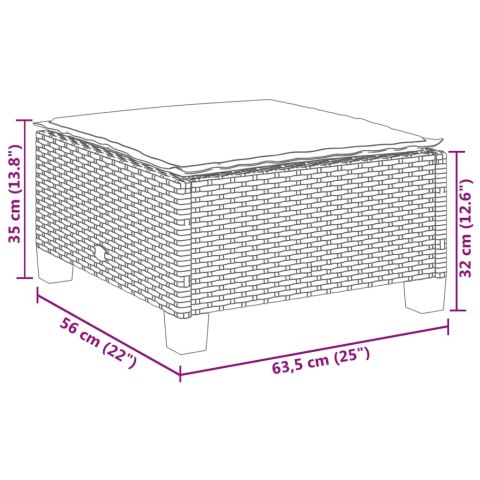  Stołek ogrodowy z poduszką, beżowy, 63,5x56x32 cm, rattan PE