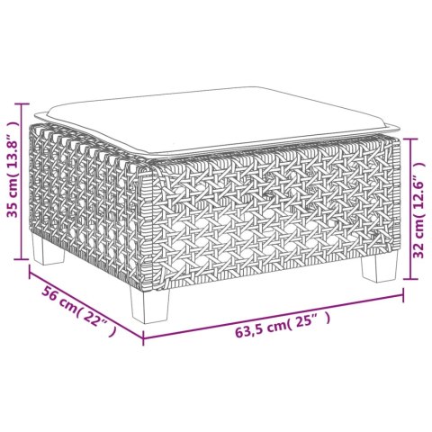  Stołek ogrodowy z poduszką, czarny, 63,5x56x32 cm, rattan PE