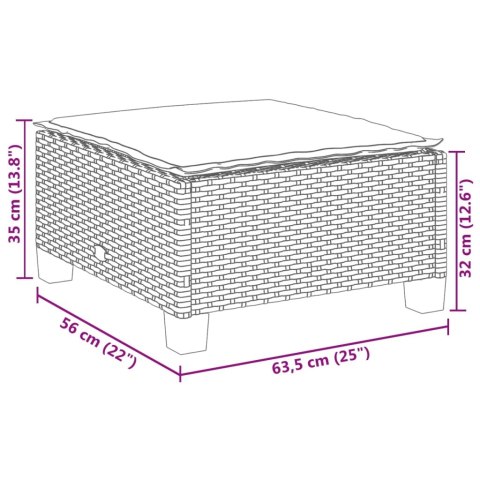  Stołek ogrodowy z poduszką, czarny, 63,5x56x32 cm, rattan PE