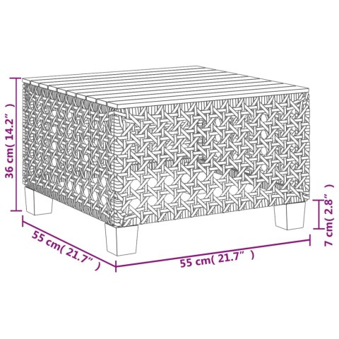  Stolik ogrodowy, szary, 55x55x36 cm rattan PE i drewno akacjowe