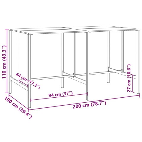  Stolik barowy, czarny, 200x100x110 cm, malowana proszkowo stal