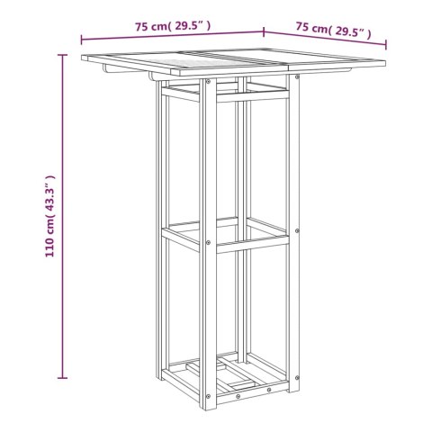  Stolik bistro, 75x75x110 cm, lite drewno akacjowe