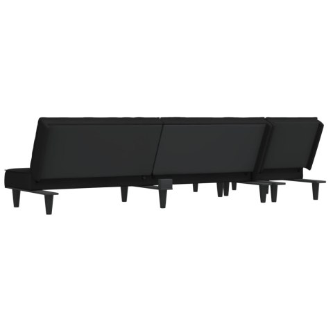  Sofa rozkładana w kształcie L, czarna, 255x140x70 cm, aksamit