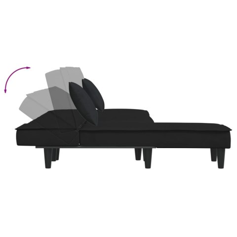  Sofa rozkładana w kształcie L, czarna, 255x140x70 cm, aksamit