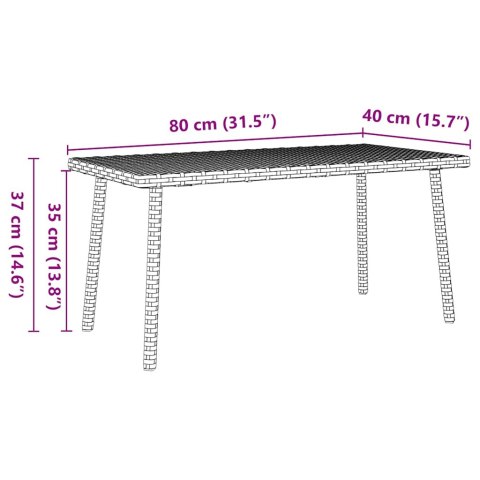  Stolik kawowy ogrodowy prostokątny szary 80x40x37 cm polirattan