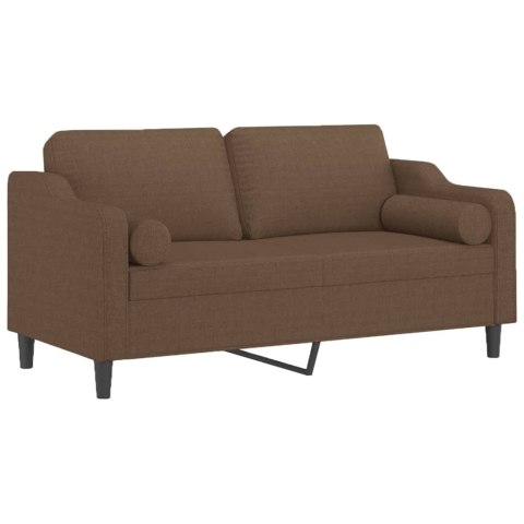  2-osobowa sofa z poduszkami, brązowa, 140 cm, tkanina