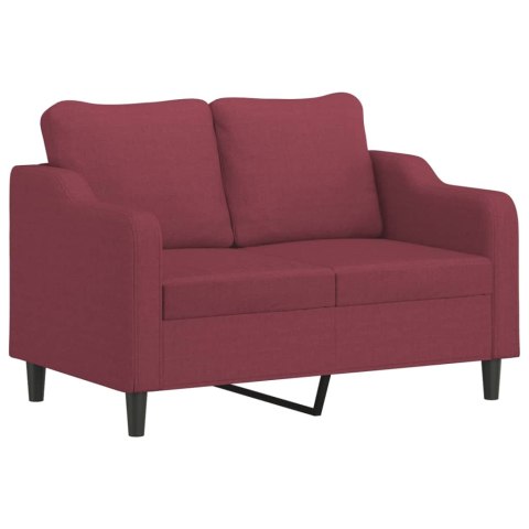  2-osobowa sofa z poduszkami, winna czerwień, 120 cm, tkanina