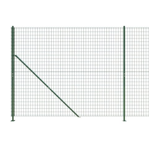  Ogrodzenie z siatki, ze stopami słupków, zielone, 1,4x25 m