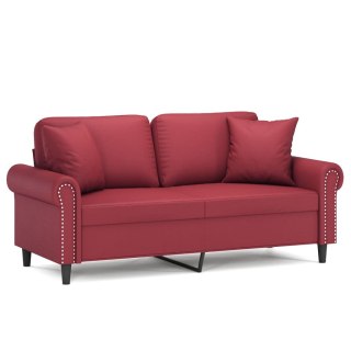  2-os. sofa z poduszkami, winna czerwień, 140 cm, sztuczna skóra