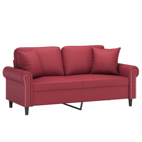  2-os. sofa z poduszkami, winna czerwień, 140 cm, sztuczna skóra