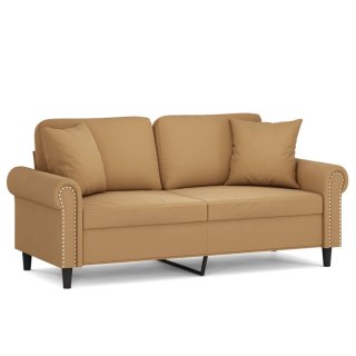  2-osobowa sofa z poduszkami, brązowa, 140 cm, aksamit