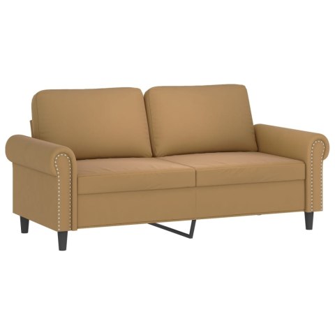  2-osobowa sofa z poduszkami, brązowa, 140 cm, aksamit