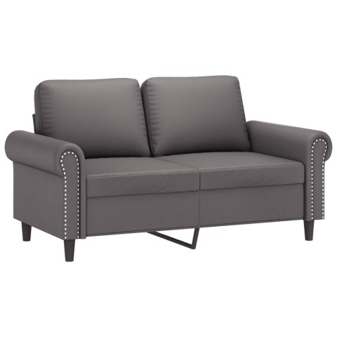  2-osobowa sofa z poduszkami, szara, 120 cm, sztuczna skóra