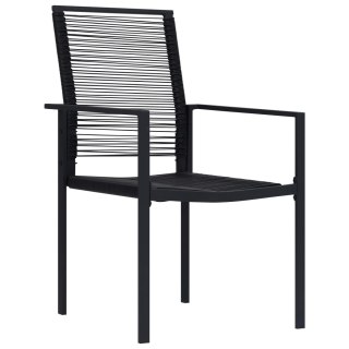  Krzesła ogrodowe, 2 szt., rattan PVC, czarne