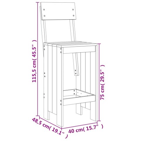  Stołki barowe, 2 szt., 40x48,5x115,5 cm, lite drewno sosnowe