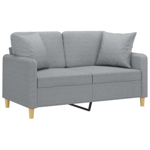  2-osobowa sofa z poduszkami, jasnoszara, 120 cm, tkanina