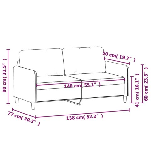  Sofa 2-osobowa, brązowa, 140 cm, tapicerowana tkaniną