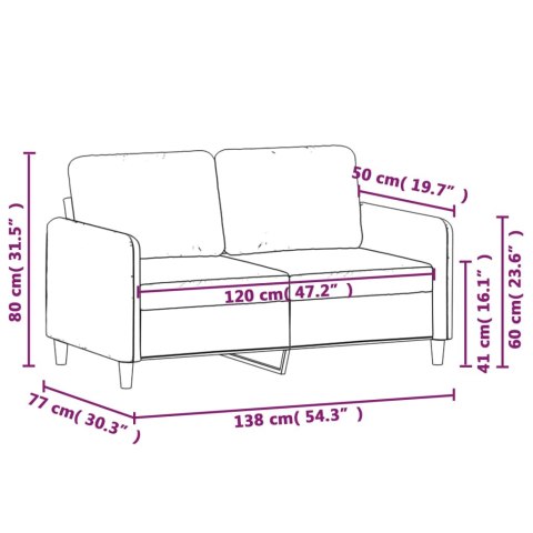  Sofa 2-osobowa, winna czerwień, 120 cm, tapicerowana tkaniną