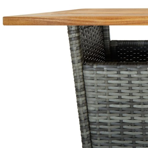  Stolik barowy, szary, 60x60x110 cm, rattan PE i lita akacja