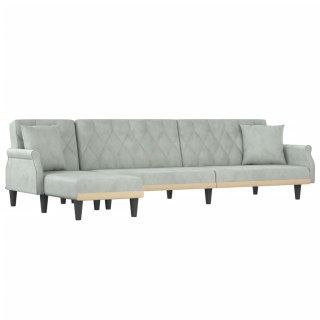  Sofa rozkładana L, jasnoszara, 271x140x70 cm, aksamit