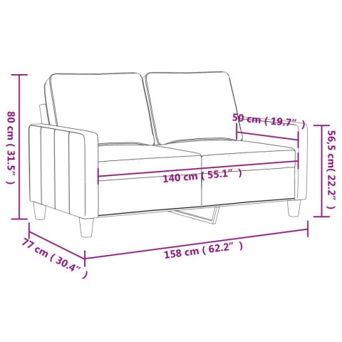  2-osobowa sofa, winna czerwień, 140 cm, sztuczna skóra